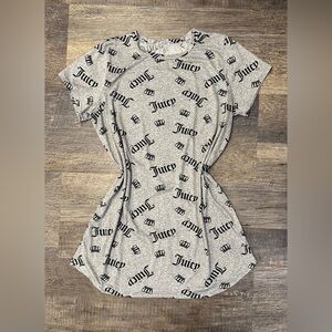 Juicy Couture Gray and Black Logo Long Sleep Shirt Medium